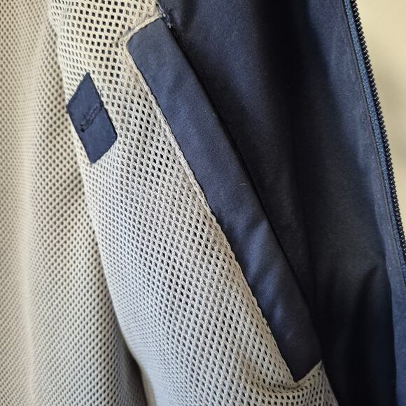 Tek Gear Mens Large Windbreaker Jacket Full Zip Hidden Hood Navy Blue - Picture 11 of 16